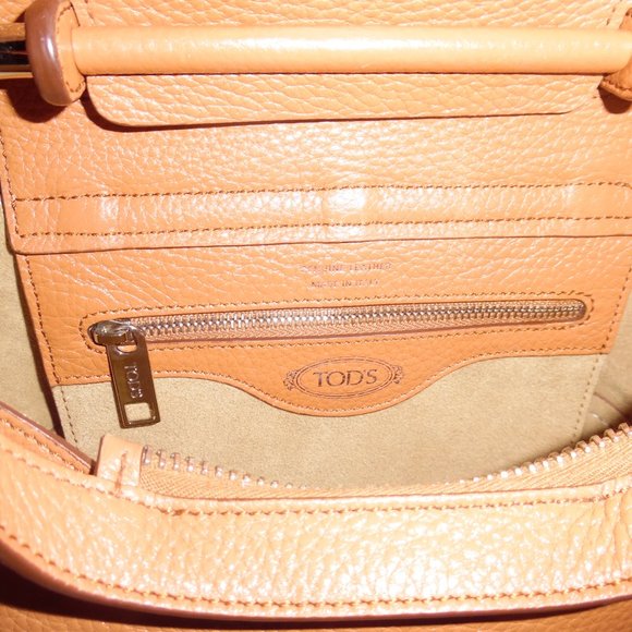 Tod's Brown Leather Mini Wave Top Handle Studs Backpack Crossbody Handbag Purse - Picture 14 of 16